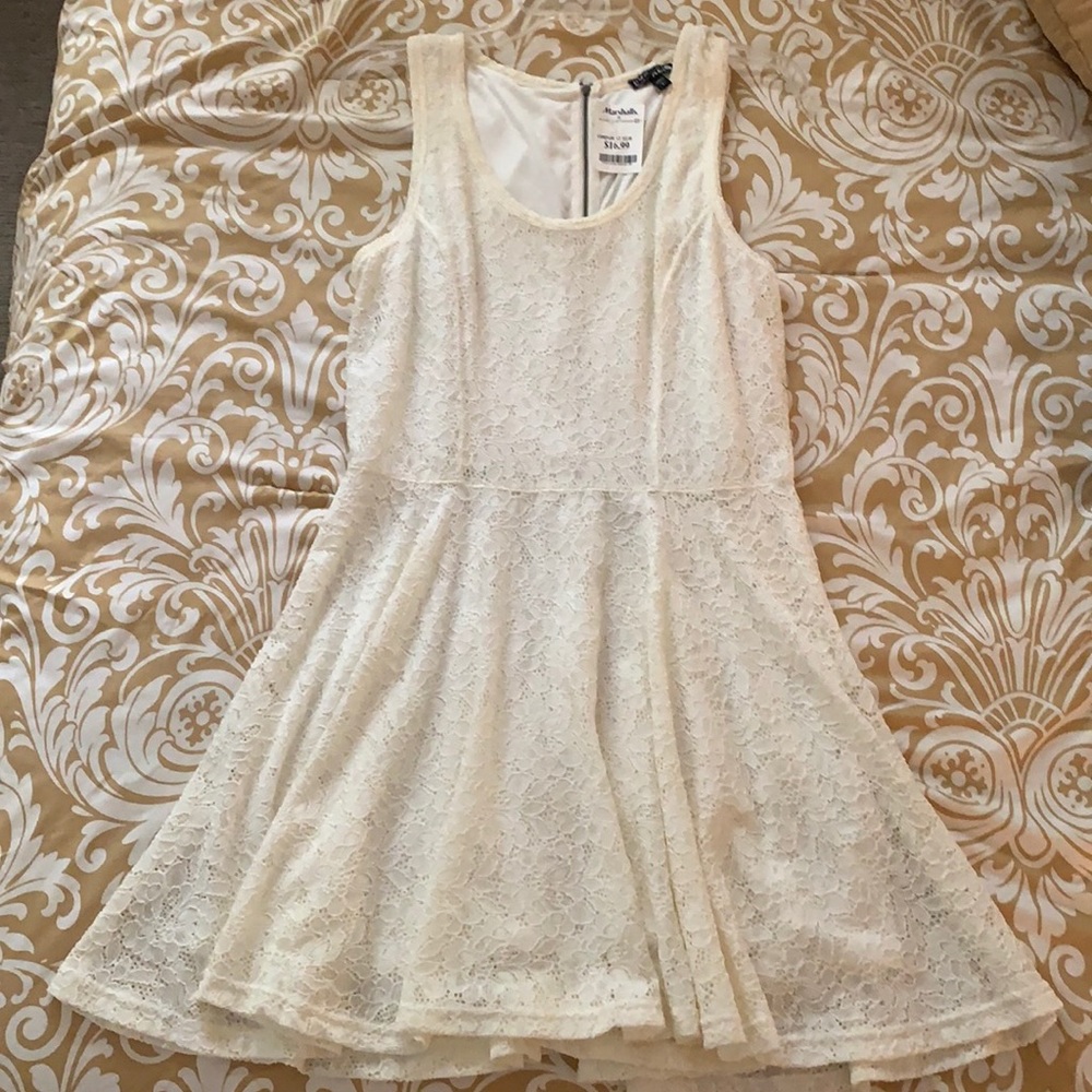 Floral Lace Dress with Flare Skirt